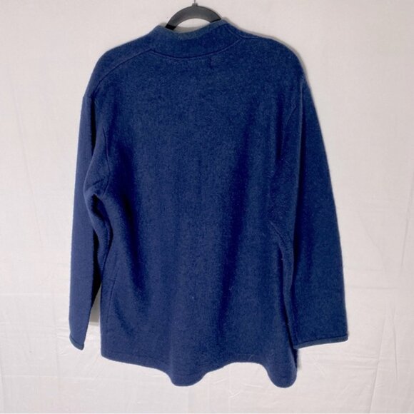 Vintage Tabi Pure New Wool Navy Blue Button Up Cardigan With Birds XL - Picture 2 of 16